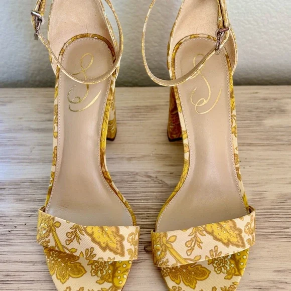 Sam Edelman Yellow Floral Sandals 8.5 size - Picture 2 of 7